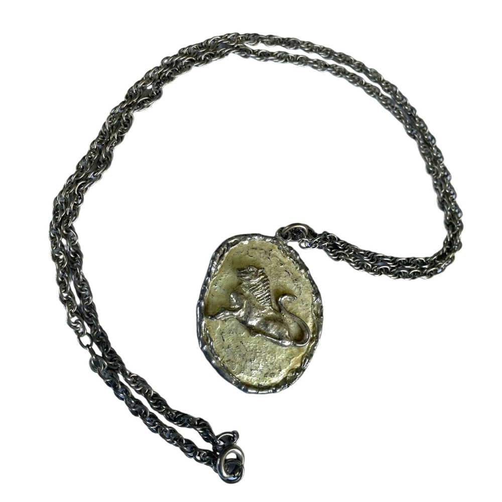 Vintage Lion Pendant Necklace